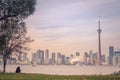 Toronto city during sunset from Toronto Central Island