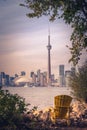 Toronto city during sunset from Toronto Central Island