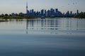 Toronto cityscape with skyscraper, calm lake water. urban skyline background Royalty Free Stock Photo