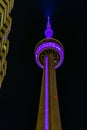 Toronto CN Tower at night. Close up of observation deck