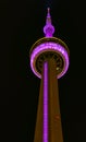 Toronto CN Tower at night. Close up of observation deck