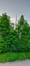 Toronto CN Tower viewed from Harbourfront centre, Queen`s Quai Royalty Free Stock Photo