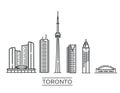 Toronto, Line Art Vector illustration with all famous buildings Royalty Free Stock Photo