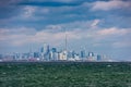 Toronto downtown city line, view from Lake Ontario on stormy weather Royalty Free Stock Photo