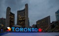 Toronto downtown, Toronto sign, empty roads, lockdown period, Covid-19, neon, evening time