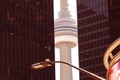 Toronto, famous CN Tower overlooking Ontario Lake Royalty Free Stock Photo