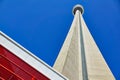 Toronto, famous CN Tower overlooking Ontario Lake Royalty Free Stock Photo