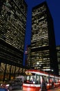 Toronto financial district office buildings at night Royalty Free Stock Photo