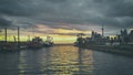 Toronto Golden Dusk Sunset Docks Port Tugs