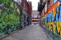 Toronto graffiti alley - Abstract colourful graffiti paintings on concrete walls. Street art, background, texture