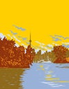 Toronto Island Park with Toronto skyline on Lake Ontario Canada WPA Poster Art Royalty Free Stock Photo