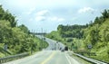 TORONTO - JUNE 8, 2018 - A road leads to the outskirts of a Newmarket city, Canada