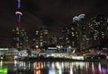 Toronto lake shore at night