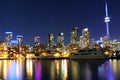 Toronto night skyline with colorful reflections Royalty Free Stock Photo