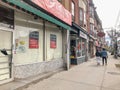 TORONTO, ONTARIO, CANADA - APRIL 28, 2020: CLOSED STORES DUE TO COVID-19 PANDEMIC.