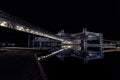 Amazing monochrome night view of an old Atlantis building complex standing in lake Ontario at Ontario Place