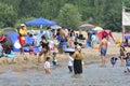 People enjoy the warm summer weather at Bluffer`s Park Beach