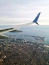 Toronto, Ontario, Canada - December 13, 2019: Aerial view on beautiful landscape view on Toronto city from an air plane. Financial Royalty Free Stock Photo