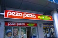 A Pizza Pizza store sign. A Canadian franchised pizza quick-service restaurant Royalty Free Stock Photo