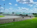 Thoroughbred horses prepare for a race at Woodbine Racetrack