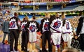 The Toronto Raptors play the Atlanta Hawks during their first NBA season at the Skydome