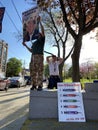 TORONTO, ONTARIO, CANADA - MAY 14, 2021: ANTI-MASK, ANTI-LOCKDOWN, ANTI-VACCINE AND COVID DENIERS PROTEST