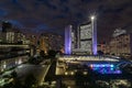 Toronto Ontario Canada at night with old courthouse clock tower Royalty Free Stock Photo