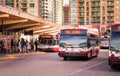 Toronto, Ontario, Canada - 10 03 2022: NOVABUS buses owned by Toronto Transit Commission at Finch subway station bus Royalty Free Stock Photo