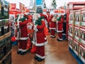 Toronto, Ontario, Canada - November 25, 2020: Christmas Santa Claus toys holiday festive decoration sold at Walmart mall store Royalty Free Stock Photo