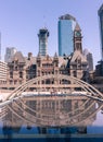 Toronto, Ontario Canada - 4/1/2018 : Reflections of Old City Hall at Nathan Phillips Square Royalty Free Stock Photo