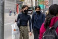 TORONTO, ONTARIO, CANADA - SEPTEMBER 7, 2020: PEOPLE WEAR FACE MASK DURING COVID-19 PANDEMIC.