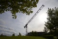 Silhouette of the construction crane in construction site with blue sky Royalty Free Stock Photo