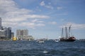 Toronto cityscape with sailboat in Lake Ontario