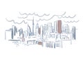 Toronto Ontario Canada vector sketch city illustration line art colorful watercolor style