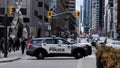 Toronto police car blocking the street in the financial district of Toronto - TORONTO, CANADA - APRIL 15, 2024 Royalty Free Stock Photo