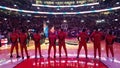 Toronto Raptors team in Scotiabank Arena