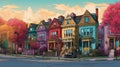 Toronto Renaissance: Vibrant Colored Houses And Multilayered Perspective