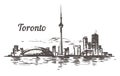 Toronto sketch skyline. Toronto, Canada hand drawn vector illustration