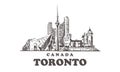 Toronto sketch skyline. Canada, Toronto hand drawn vector illustration Royalty Free Stock Photo