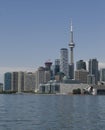 Toronto skyline with CN Tower on Lake Ontario vertical