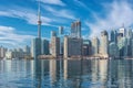 Toronto skyline with CN Tower with reflection in the lake. Canada.