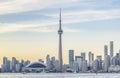 Toronto Skyline and the CN tower at sunset Royalty Free Stock Photo