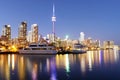 Toronto skyline at dusk with colorful reflections Royalty Free Stock Photo