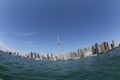 Toronto skyline through fisheye lens