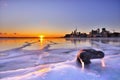 Toronto skyline in frozen winter