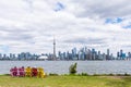 Toronto skyline with modern tall financial buildings in the background. Skyscrapers in Toronto Royalty Free Stock Photo