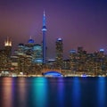 toronto skyline night city water city landscape light