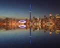 Toronto Skyline at night with a reflection Royalty Free Stock Photo