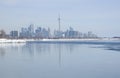 Toronto skyline reflections in lake ice Royalty Free Stock Photo