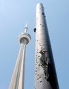 Toronto CN Tower and woodpecker 2009 Royalty Free Stock Photo